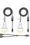 2 Pack USB Rechargeable LED Camping Lanterns with Extra-Long 8.2 ft Cord & USB Y-Cable, Portable War