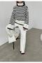 Striped Turtleneck Sweater and Pants Set - 2