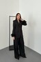 Black Sleeve Feather Jacket & Trousers Set - 2