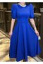 Blue Watermelon Sleeve Midi Length Dress-583151 Cobalt - 3