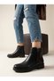 ZRİN-205 Premium Waterproof Black Leaf-Patterned Women's Zip-Up Boots - 3