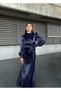 Side Tie Pleat Detailed Satin Evening Dress Navy Blue 583236 - 2