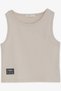 Girls' Tank Top with Embroidered Logo and Rhinestones, Ages 9–14, Beige
