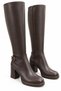 Valeria Women's Buckled, Stretch-Detailed, With Thick Heel, Below-the-Knee Brown Boots