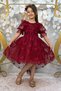 Children's Evening Gown with a Burgundy Skirt and Butterfly Pattern (Aby211) - 3