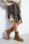 Allesia Koyu Desert Suede Leather Zipper Round Toe Thick Sole Women's Boots - 7