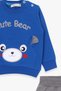Baby Boy Tracksuit Set with Embroidered Teddy Bear, 9 Months-3 Years, Cobalt Blue - 3