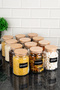 Set of 12 Glass Jars Food and Legumes Set Wooden Vacuum Lid Jar Set with Labels 800 ml - 6