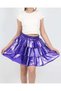Girls' Elastic-Waist Metallic Shimmering 3-Layer Ruffled Skirt — Purple - 3