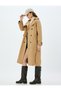 Women's Koton X Sima Tarkan - Double-Breasted Buttoned Extra-Long Trench Coat with Belt Detail and Pockets 5W - 3