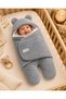 Gray Fleece-Lined Baby Onesie for Girls and Boys with Ears, Made of Plush Welsoft Fleece Fabric, Newborn Hospital Discharge Outfit - 3
