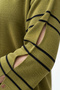 Women's OIL GREEN Crew Neck, Sleeves, and Slit Skirt, Stretch Fabric, Soft-Textured, Glittery, Fine Mercerized Tr - 4
