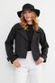 Double-Breasted Collar Trench Coat with Belt and Shoulder Detail - 2