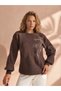 Women's Angora Sweater with Sequins and Puff Sleeves NK605