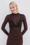 Floral Lace High Neck Transparent Blouse - 2