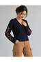 Navy Blue Embroidered Buttoned Jacket Cardigan - 4