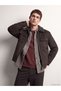 STANDART Fit Fur-Collar Men’s Suede Coat with Yoke Detail