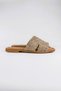 Women's Beige Knitted Woven Genuine Leather Comfortable Casual H Slippers - 3