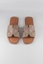 Women's Beige Knitted Woven Genuine Leather Comfortable Casual H Slippers - 6