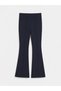 LCW Modest Navy Blue Interlock Solid Straight & Slim Flared Women's Pants, Featuring the ALITA CITY Touch - 5