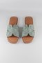 Women's Green Knitted Woven Genuine Leather Casual, Comfortable, and Stylish H Slippers - 7