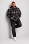 Kangaroo Pocket Flannel Shirt Stripe 22209 BLACK - 2