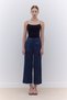 Satin Straight Leg Pants Navy Blue - 2
