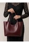 Burgundy Women's Scarf Zippered Shopper Hand and Shoulder Bag - 3
