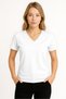 WOMEN'S Set-In V-Neck Slit-Collar Detail T-Shirt, Jersey-Modal Fabric