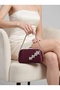 Burgundy Stone-Embellished Satin Clutch Bag with Silver Accents and Chain Strap for Women—Wedding and Engagement