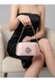 Powder Pink Satin Clutch Bag with Stone-Embellished Design and Silver Accents, Chain Strap, for Women—Evening Wear, Weddings, and Engagements