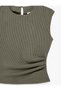Modal Fabric Slim-Fit Drape-Detail Crew-Neck Sleeveless Ribbed Blouse - 4