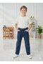 Boys' Cotton Baggy Jeans with Elastic Waistband, Relaxed Fit, Loose-Fitting — Dark Blue