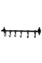 UGAR || 50 cm Black 6-Hook (FULL METAL) Kitchen and Bathroom Towel, Mug, Cup, and Spoon Holder; Matte Black Metal Kitchen Rack; Wall-Mounted Multipurpose Mug and Cup Holder; Hooked Kitchen Organizer - 6
