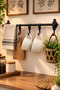 UGAR || 50 cm Black 6-Hook (FULL METAL) Kitchen and Bathroom Towel, Mug, Cup, and Spoon Holder; Matte Black Metal Kitchen Rack; Wall-Mounted Multipurpose Mug and Cup Holder; Hooked Kitchen Organizer - 2