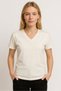 WOMEN'S Set-In V-Neck Slit-Collar Detail T-Shirt, Jersey-Modal Blend