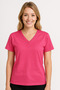 WOMEN'S Set-In V-Neck Slit-Collar Detail T-Shirt, Jersey-Modal Fabric - 4