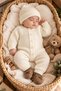 Girls' and Boys' Baby and Child Knitted Button-Detail Hat-Included Knit Newborn Romper Set—Winter Clothing—Ecru