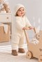Girls' and Boys' Baby and Child Knitted Button-Detail Hat-Included Knit Newborn Romper Set—Winter Clothing—Ecru - 3