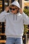 Standart Kalıp Basic Kapüşonlu Cepli Gri Sweatshirt - 2