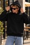 Standard Fit Basic Hooded Sweatshirt with Pockets, Black - 3