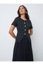 Black Twee-Look Pleated A-Line Maxi Dress - 2