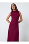 Burgundy Sleeveless A-Line Maxi Dress - 2