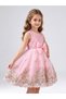 Pink Butterfly Embroidered Mesh Insert Dress - 3
