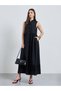 Black Solid Collared Shirt Midi Dress