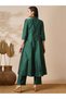 Green Embroidered Art Silk Kurta and Straight Pants Set - 3