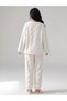Off White Fleece Lounge Set with Bear Embroidery - 5