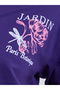 Purple Floral Graphic Oversized Cotton T-Shirt - 4