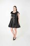 Organza Satin Fabric Princess Mini Dress - Black - 2