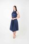 Glittery Fabric Halter Neck Midi Dress - Dark Blue - 2